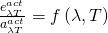 \frac{e_{\lambda T}^{act}}{a_{\lambda T}^{act}}=f \left( \lambda,T \right)