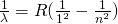  \frac{1}{\lambda}=R(\frac{1}{1^{2}}-\frac{1}{n^{2}})