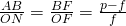 \frac{AB}{ON}}=\frac{BF}{OF}=\frac{p-f}{f}